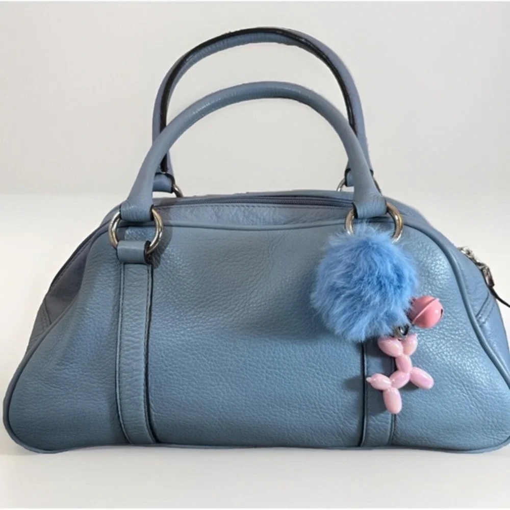 Talbots Blue leather satchel handbag Purse Tote‎ Bag